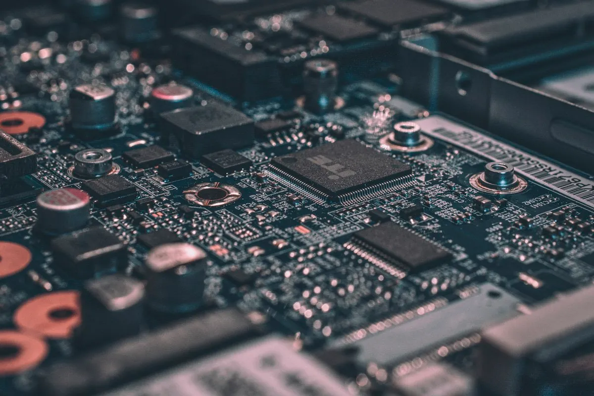 Close-up of control electronics on a printed circuit board